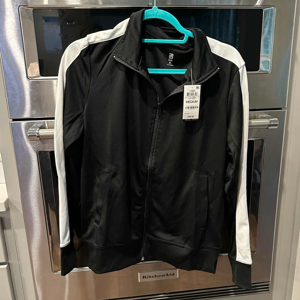Track jacket, black and white new with tags